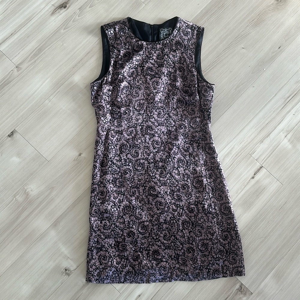 Cynthia Rowley 90s Purple Pattern Cocktail Dress